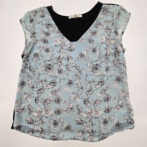 Daniel Rainn Blue and Black Floral Blouse